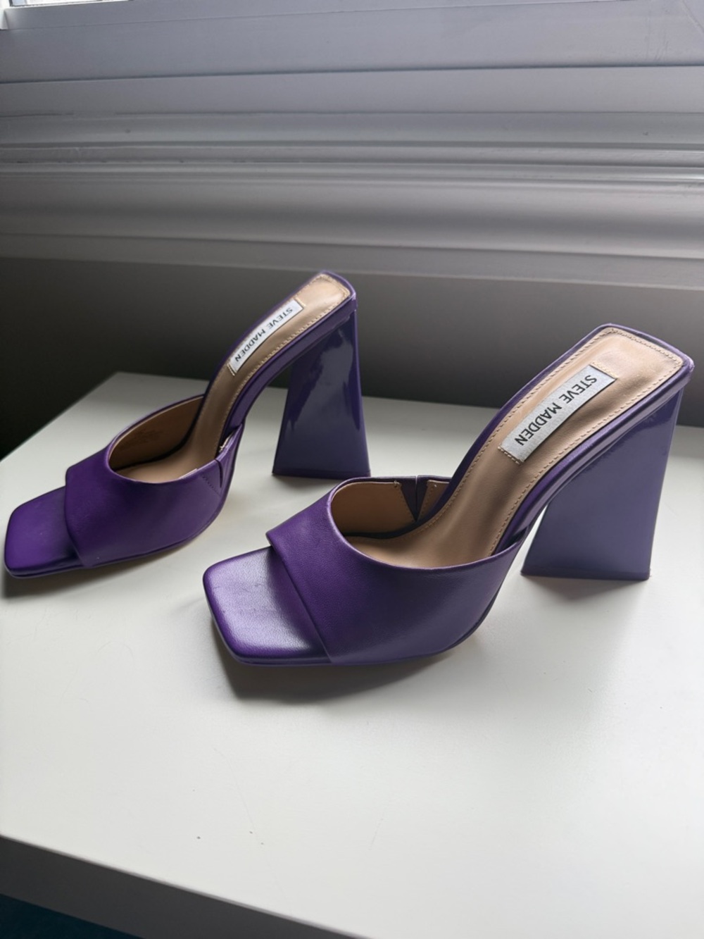 Steve Madden Purple Square-Toe High Heel Mules - Picture 4 of 10